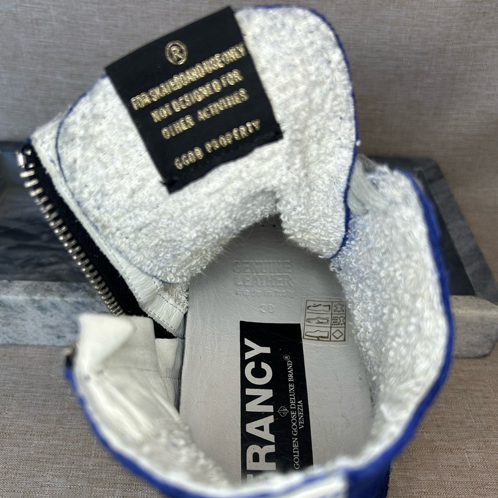 Golden Goose Francy High-Top Sneakers – Cobalt Blue Suede Like New EU 39/US 8.5 - Picture 9 of 11